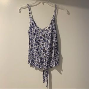 H&M Blue Floral Tank Top with Front Tie (size M)